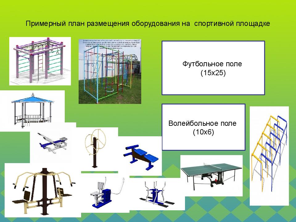Примерный план размещения оборудования на спортивной площадке