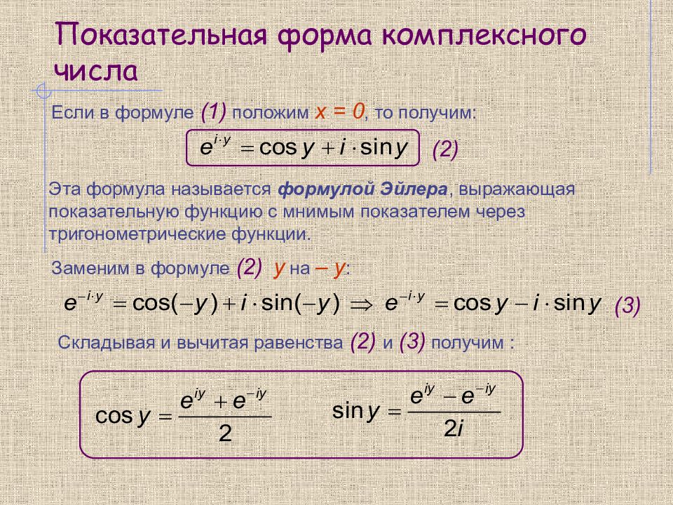 Показательная формула комплексного числа консументы продуценты