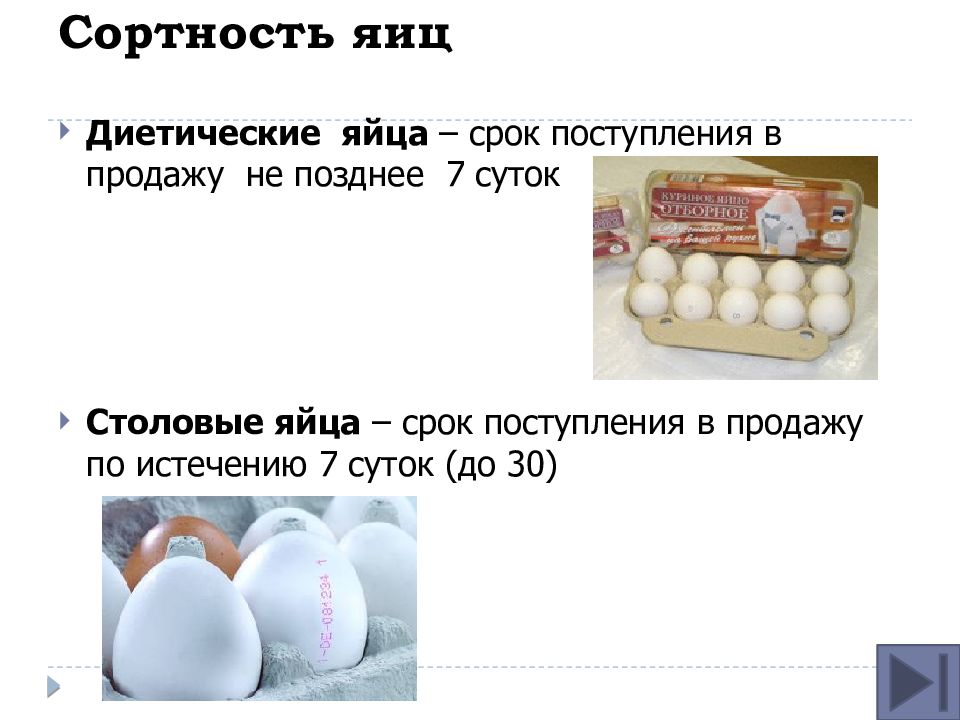 Сортность яиц