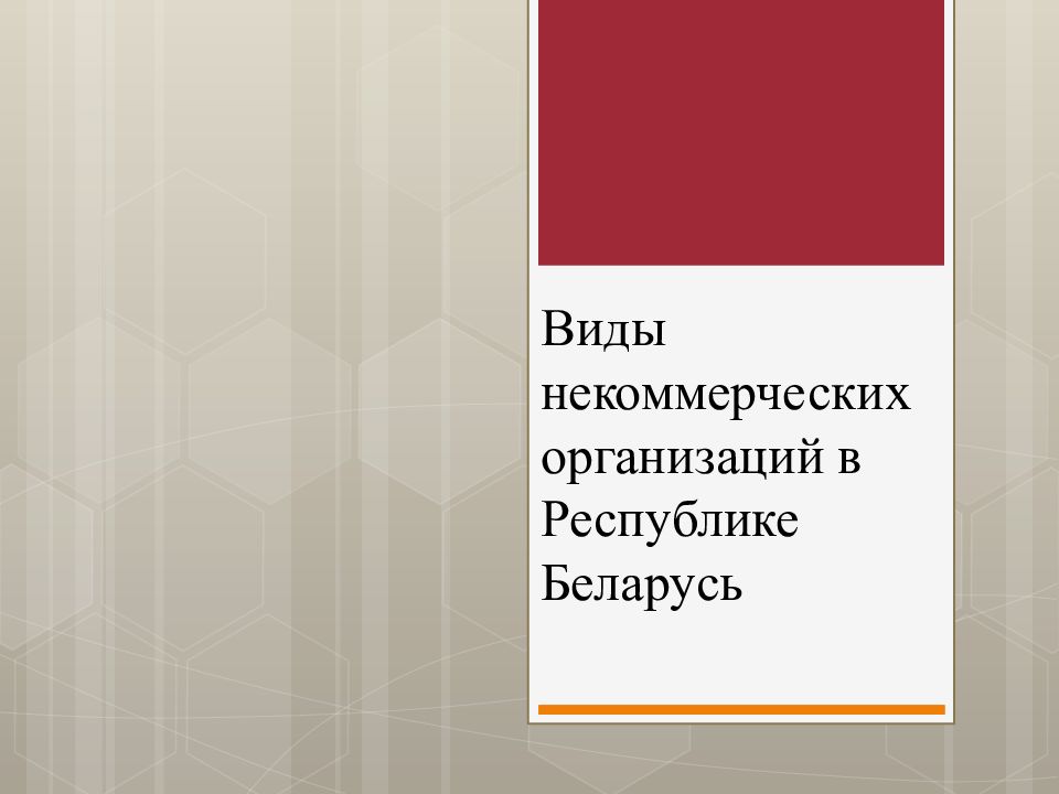 Виды некоммерческих организаций в Республике Беларусь